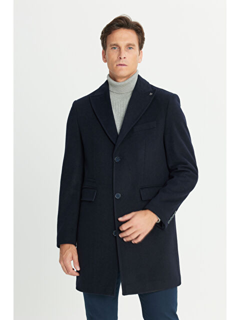 Altınyıldız Classics Erkek Lacivert Yünlü Standart Fit Normal Kesim Palto - S000412036-21164