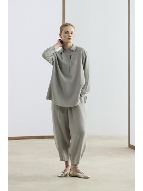 Kadriye Baştürk Yaka Detaylı Tunik Pantolon Takım Taş - S000510757-25636