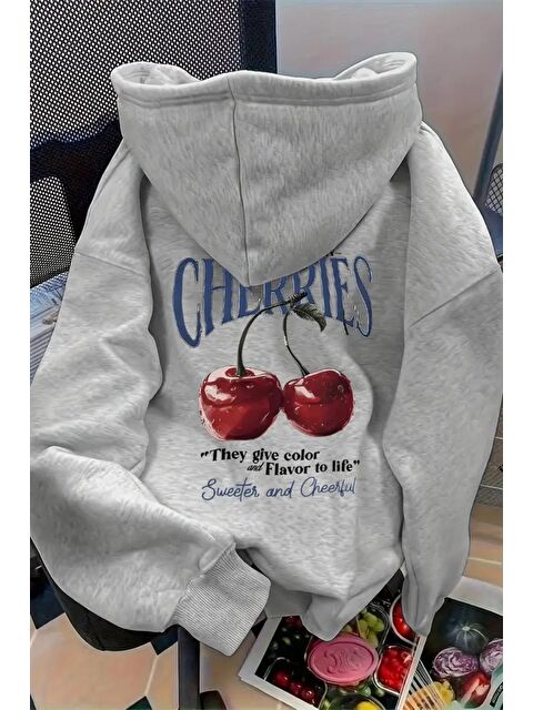 Oksit Flavor Cherris Sırt Baskılı İçi Pamuklu Unisex Sweatshirt - S000451009-20600