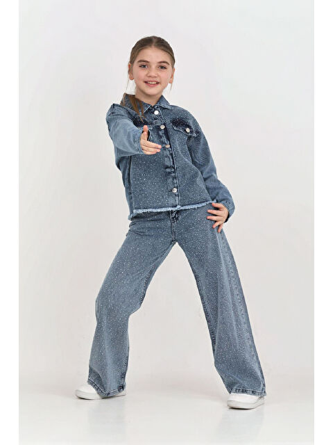 Modanino Kız Çocuk Jean Takım-Taş Süslemeli ( Ceket+Pantolon) 12452 - S000486147-23093