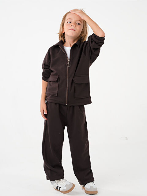 Catz Kids Erkek Çocuk Pocket Kahve Yumuşak Modal Eşofman Takım - S000456662-19413
