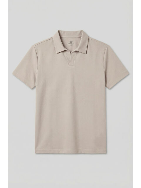 Tommylife Bej Rahat Form Yumuşak Dokulu Polo Yaka Erkek T-Shirt - 88496