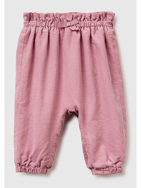 United Colors Of Benetton Bebek Gül Kurusu Fiyonk ve Etiket Detaylı Kadife Pantolon - S000487998-20022