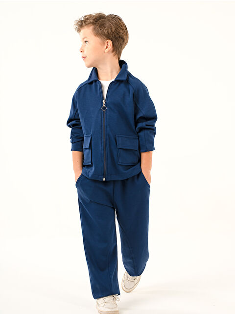Catz Kids Erkek Çocuk Pocket İndigo Yumuşak Modal Eşofman Takım - S000456662-23093