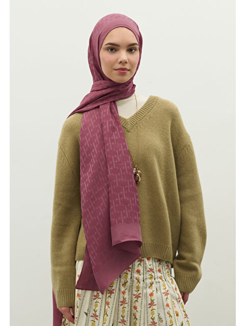 Fresh Scarfs MONOGRAM PAMUK FLOŞ JAKARLI ŞAL VINTAGE ROSE - S000483724-20020