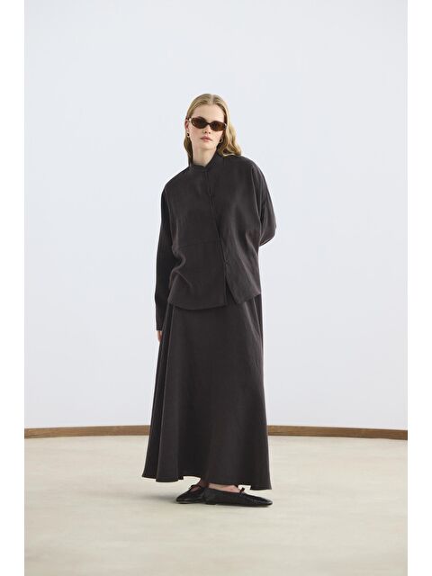 Kadriye Baştürk Hakim Yaka Gömlek Etek Takım Acı Kahve - S000510760-28102