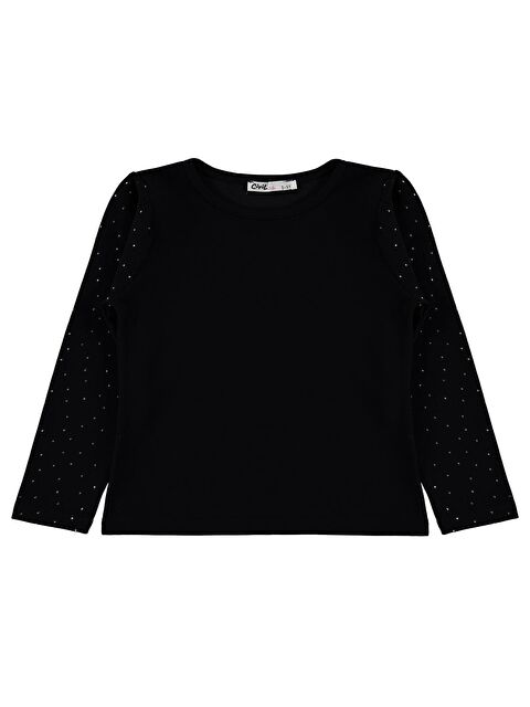 Civil Girls Taşlı 2-5 Yaş Tişört - Siyah