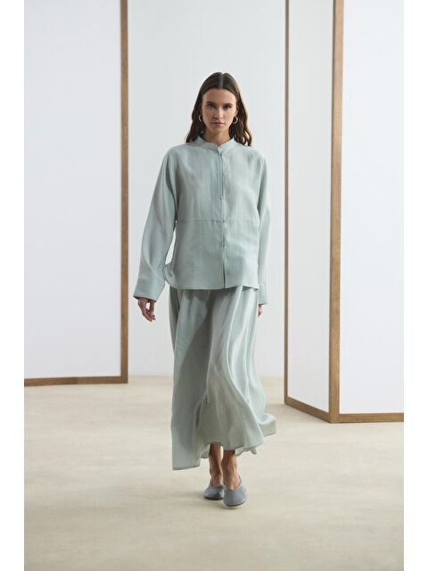 Kadriye Baştürk Hakim Yaka Gömlek Etek Takım Açık Gri - S000510760-17308