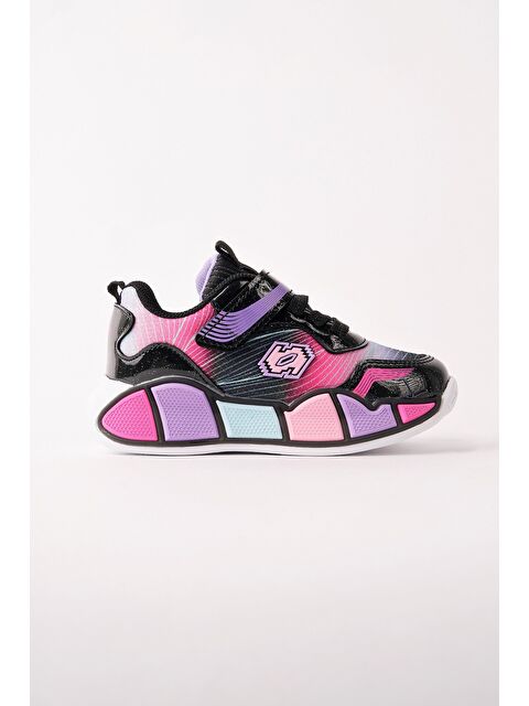 Muggo RAİNBOW Kalın Taban Cırtlı ve Bağcıklı Çocuk Sneaker Spor Ayakkabı