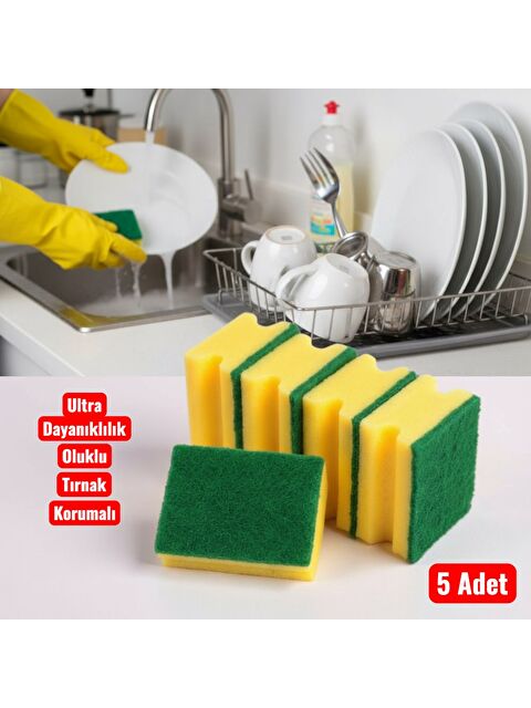 Technow Ekonomik Oluklu ve Tırnak Korumalı Bulaşık Süngeri 5 Adet - S000485739-37411
