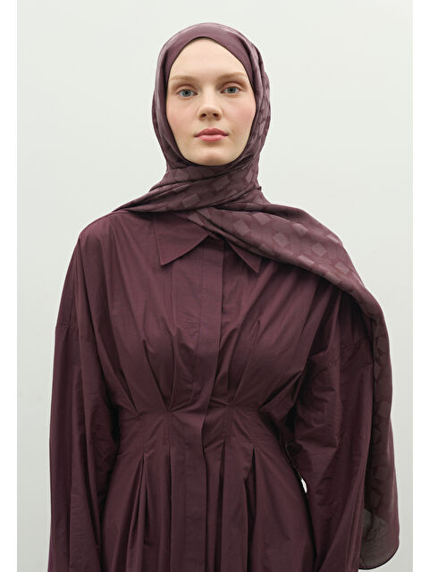 Fresh Scarfs OSLO PAMUK FLOŞ JAKARLI ŞAL MÜRDÜM - S000517290-20036