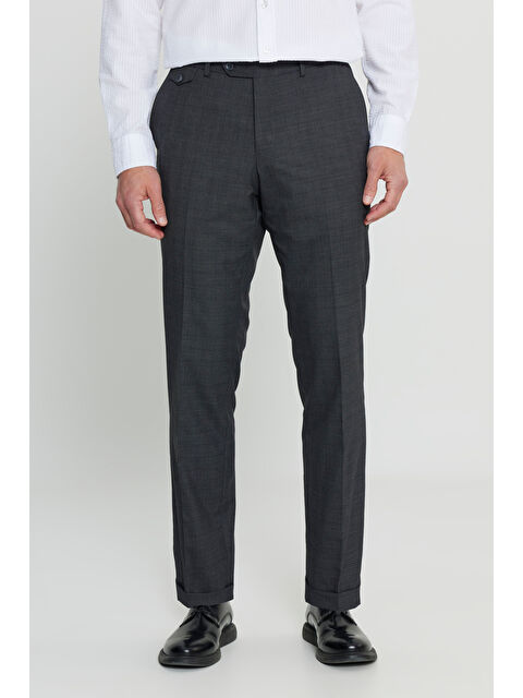 Altınyıldız Classics Erkek Siyah Comfort Fit Rahat Kesim Beli Lastikli Yan Cep Desenli Pantolon