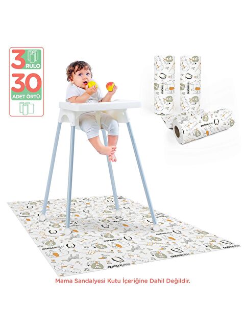 Minimono 3'Lü Desen Mama Sandalyesi Altı Ve Aktivite Örtüsü - Kahverengi Standart - S000503934-19413