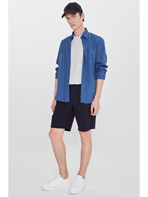 Altınyıldız Classics Erkek Siyah 360 Her Yöne Esneyen Slim Fit Dar Kesim Beli Lastikli Yan Cep Şort