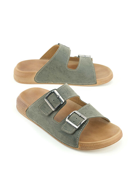 Gezer Erkek Yazlık Suni Deri İki Toka Ayarlanabilir Rahat Taban Günlük Terlik - S000451143-18547