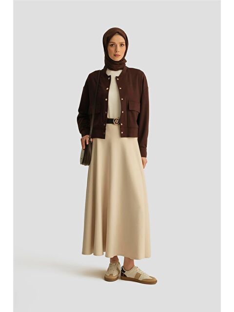 ARMİNE Hakim Yaka Modal Ceket 25Yd4233-1 Kahverengi - S000508524-19413