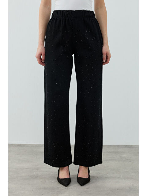 Remsa Taşlı Palazzo Denim Pantolon 1693 Siyah - S000523589-19351