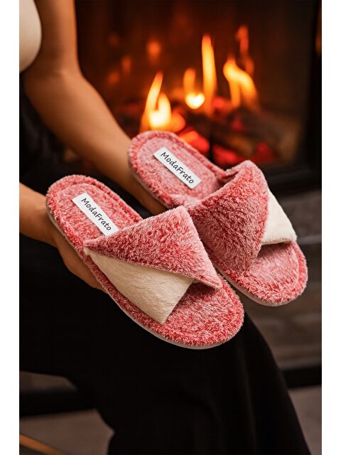 MODAFRATO BELLA Çapraz Kadın Ev Terliği Kışlık Terlik Sessiz Taban - S000494046-20028