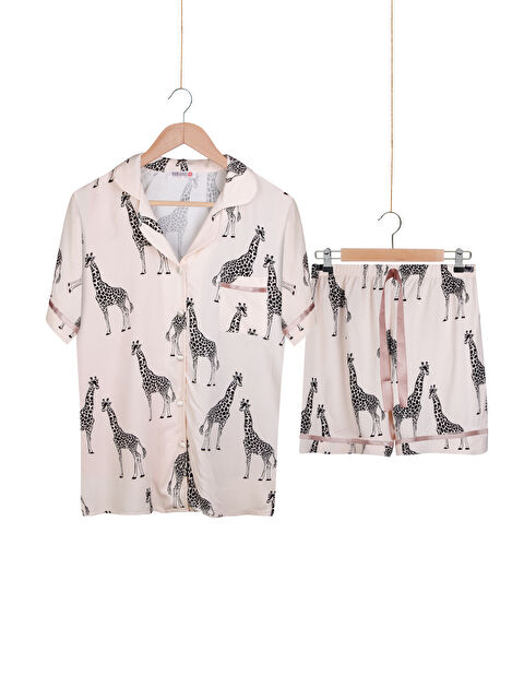 Dominant Kadın %100 Dokuma Viskon Düğmeli Şortlu Pijama Takım - S000439761-455