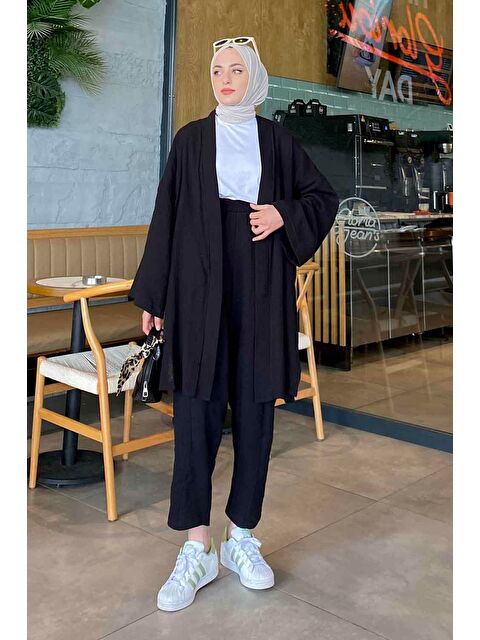 Lamelif Kimona İkili Takım Siyah - S000515350-19351