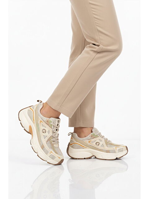 Guja Bej Fileli Hafif Bağcıklı Kadın Spor Ayakkabı 26Y353 G