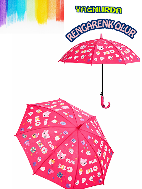 Casabony Fuşya Yağmurda Rengi Değişen Kız Çocuk Şemsiye - S000510771-18686