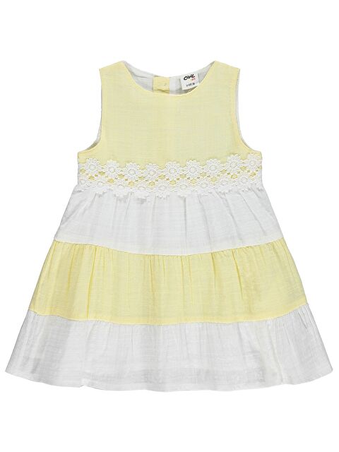 Civil Baby Renkli Roba Dantelli 6-18 Ay Elbise - Sarı