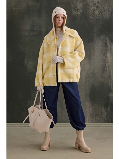 HE-QA Ekose Bomber Ceket Soft Sarı - S000495969-20072