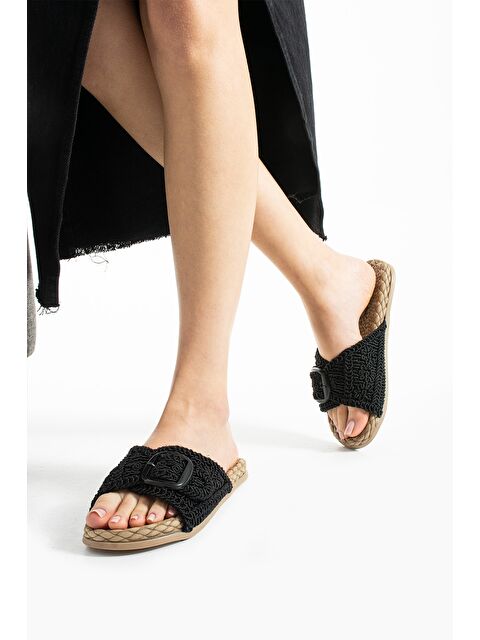 MODAFRATO ROYAL Tokalı Hasır Kadın Terlik Dış Mekan ve Ev Terliği - S000497974-19351