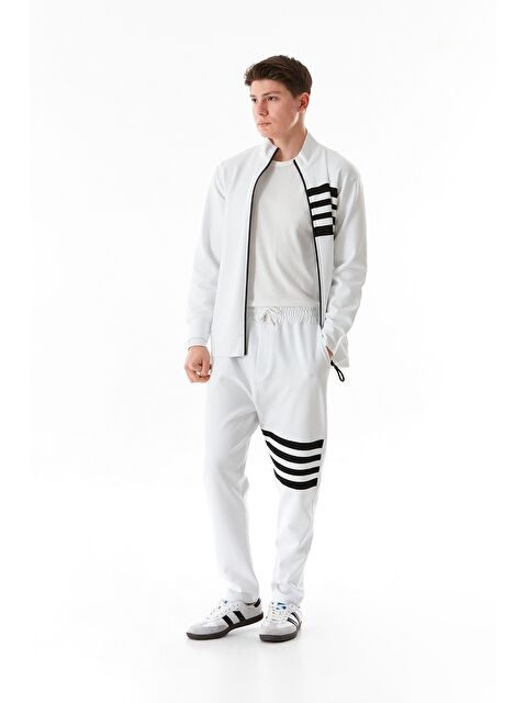 Fullamoda Bacağı Şeritli Beli Lastikli %100 Pamuk Eşofman Altı - S000324960-20063