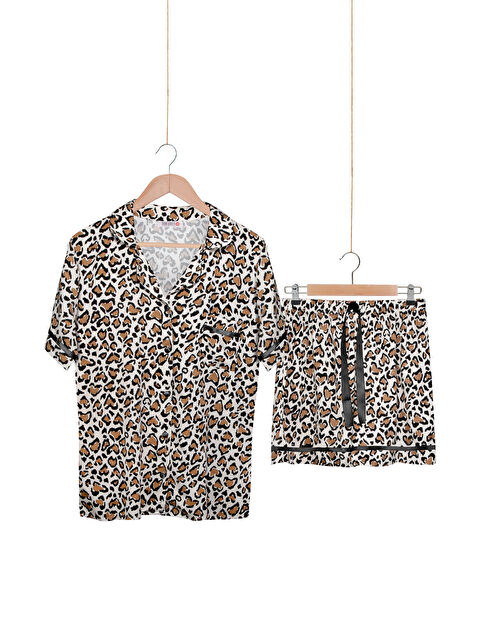 Dominant Kadın %100 Dokuma Viskon Düğmeli Şortlu Pijama Takım - S000439756-5173