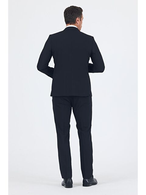 İMZA Siyah Düz Gabardin Kılıç Yaka 2 Düğme Pamuklu 6 Drop Slim Fit Basic Takım Elbise 1001250011_001 - S000426878-19351