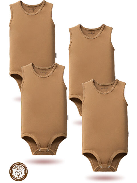 Mahfel %100 Pamuklu Atlet 4'lü Baskısız Çıtçıtlı Bebek Body Zıbın FSİ - S000511474-19413