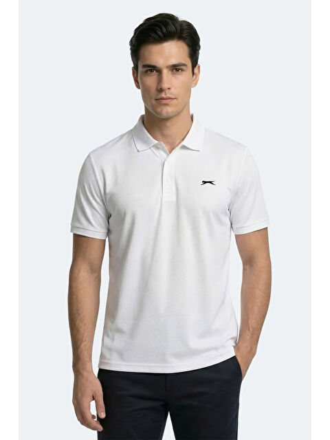 SLAZENGER KATINA Erkek Polo Yaka Beyaz Tişört