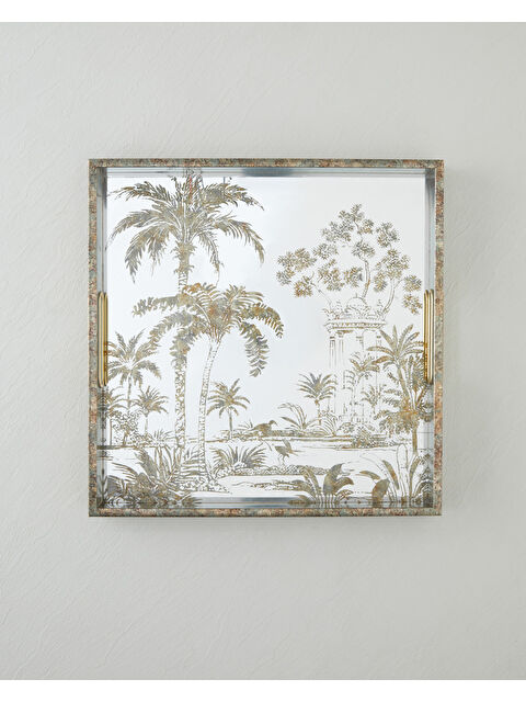 English Home Stria Dekoratif Tepsi 37x37x4 cm Kahverengi - S000486782-19413