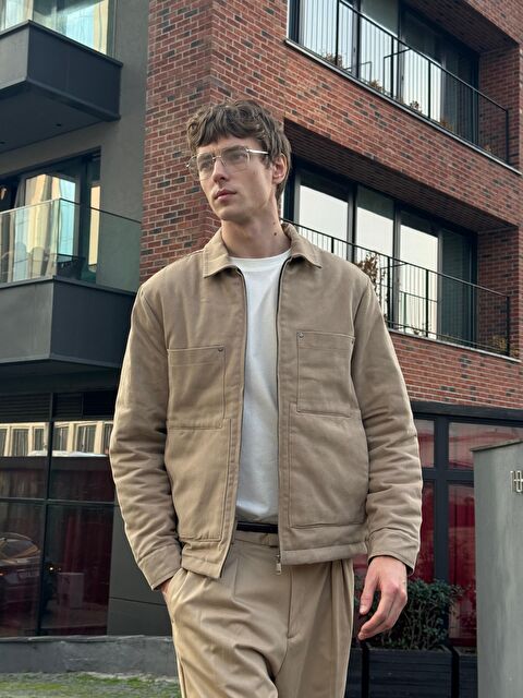 Danger Erkek Pamuklu Mont Ceket Vizon - S000473142-26429