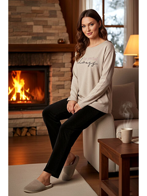 Remsa Kadın Selanik Dokuma Pijama Takımı 407 Vizon - S000495972-26429