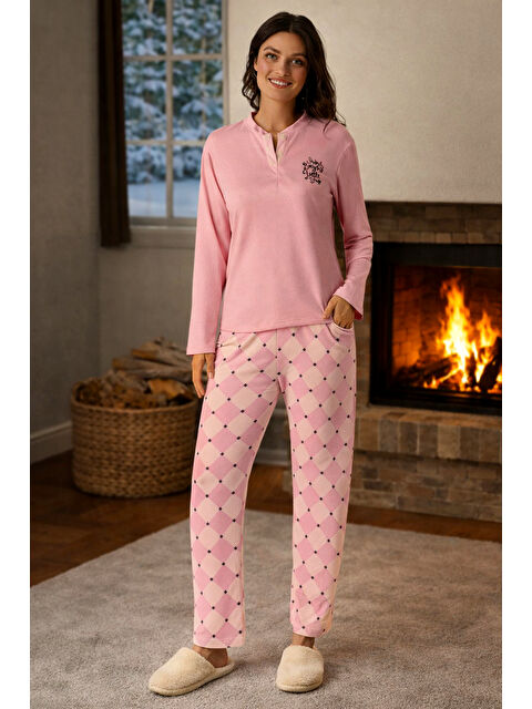 Remsa Kadın Termal Uzun Kol Pijama Takımı 4763 Pembe - S000495972-20024