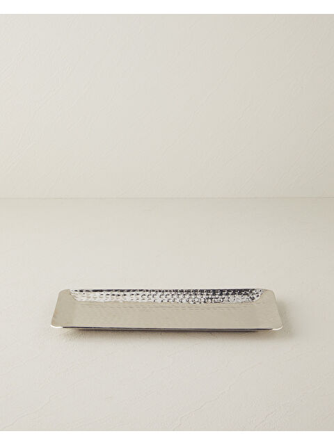 English Home Liza Metal Dekoratif Tepsi 30.5 x 14 x 2.5 cm Silver - S000486783-18105