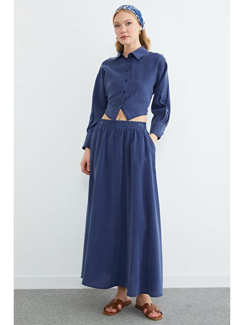 Fullamoda Beli Lastikli Cepli Maxi Boy Etek - S000508212-21164