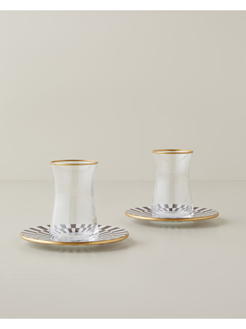 English Home Emberly Cam 4 Parça 2 Kişilik Çay Seti 165 ml Kahverengi-Gold - S000486792-37317