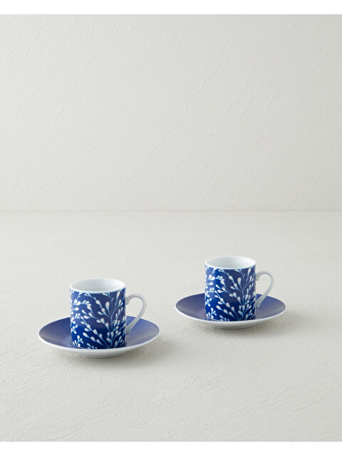 English Home Fawn Porselen 4 Parça 2 Kişilik Kahve Fincan Takımı 80 ml Koyu Mavi - S000486794-19393