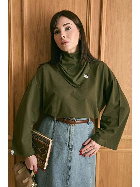 Ceylan Otantik Haki Fularlı Body - S000495982-18547