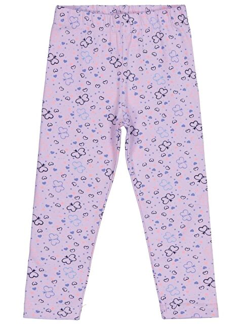 Civil Girls Kelebek Baskılı 2-5 Yaş Tayt - Lila 3-4 Yaş - S000484377-17878