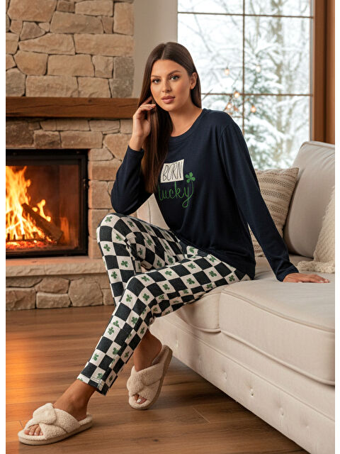 Remsa Kadın Termal Uzun Kol Pijama Takımı 4718 Petrol - S000495972-20019