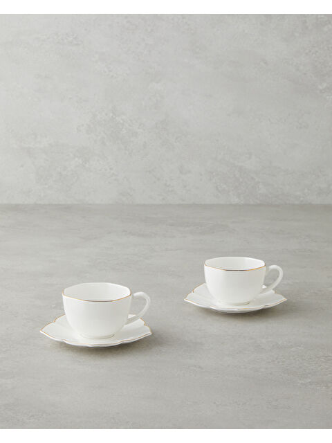 English Home Pure Poem New Bone China 4 Parça 2 Kişilik Kahve Fincan Takımı 90 ml Beyaz-Gold - S000486805-37222