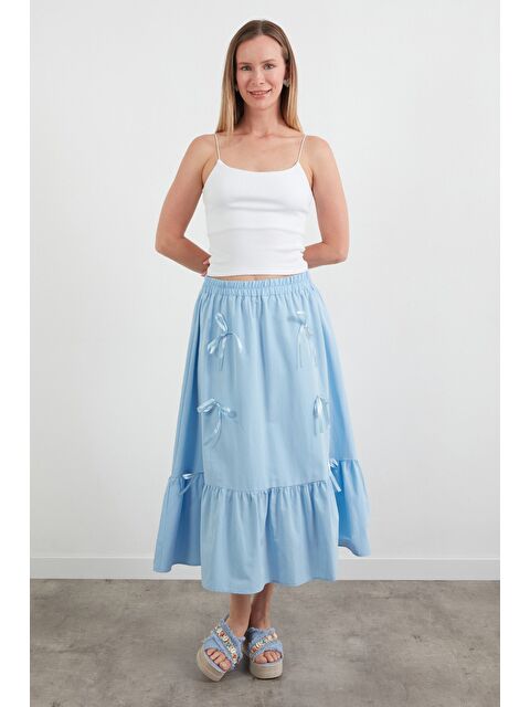 Fullamoda Beli Lastikli Kurdeleli Etek - S000398643-17234