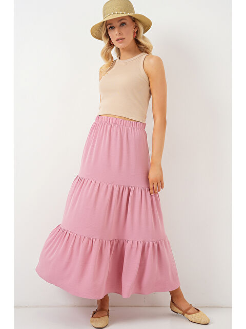 Bigdart Kadın Ayrobin Uzun Etek 8048 - Pudra - S000393287-23490