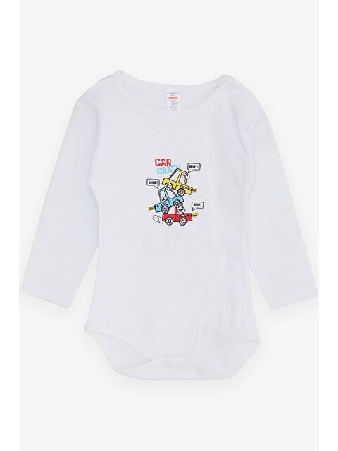 Breeze Erkek Bebek Çıtçıtlı Body Araba Baskılı Beyaz (9 Ay-2 Yaş)