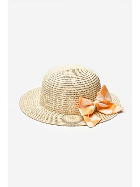 Le Mabelle Turuncu Dama Fiyonklu Çocuk Hasır Şapka - S000513673-20013